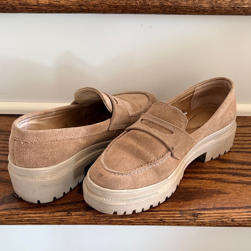 Women’s Taupe Suede Platform Loafers